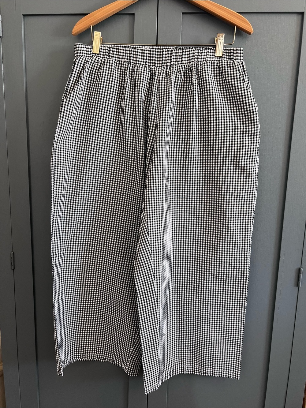 Black & White Gingham/checkered Wide Leg Pants